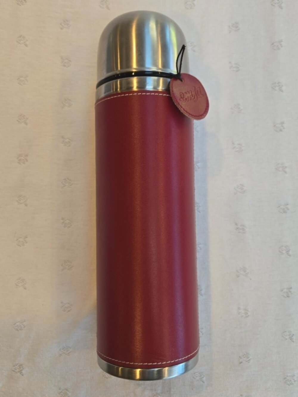 Emsa Senator Class Stainless Steel ans Red Leather Thermos